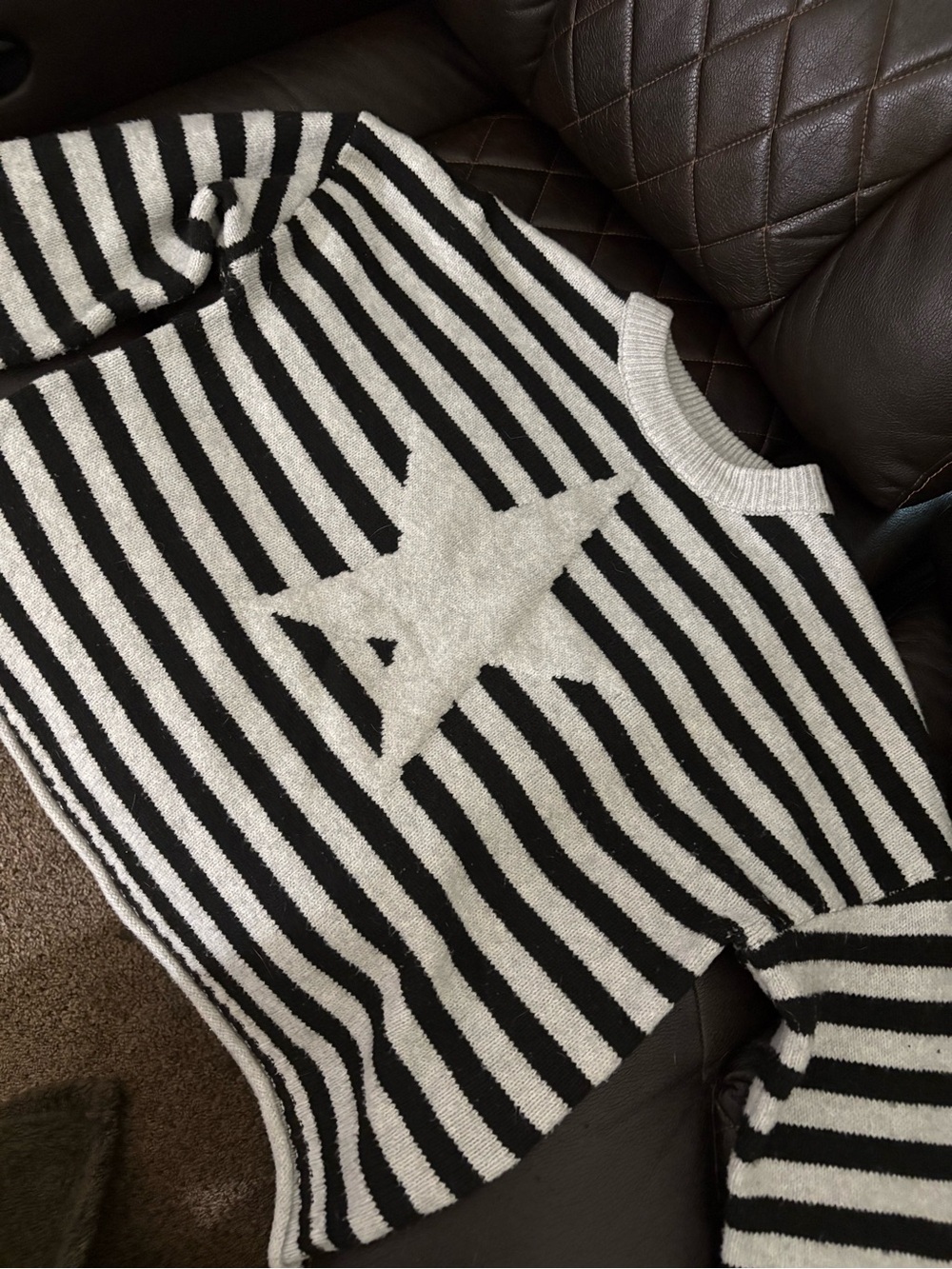 Daisy Street Black & White Striped Sweater with Star Detail